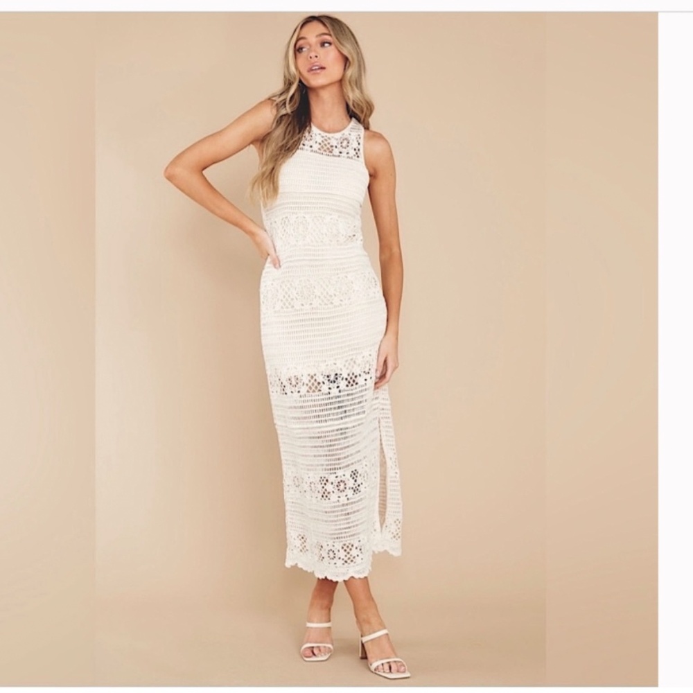NWT BB Dakota by Steve Madden cream crochet maxi dress